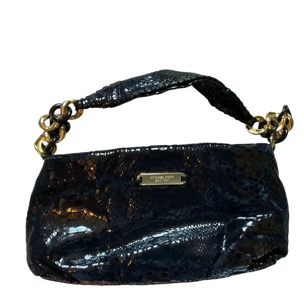Michael Kors black and gold chain shoulder bag
